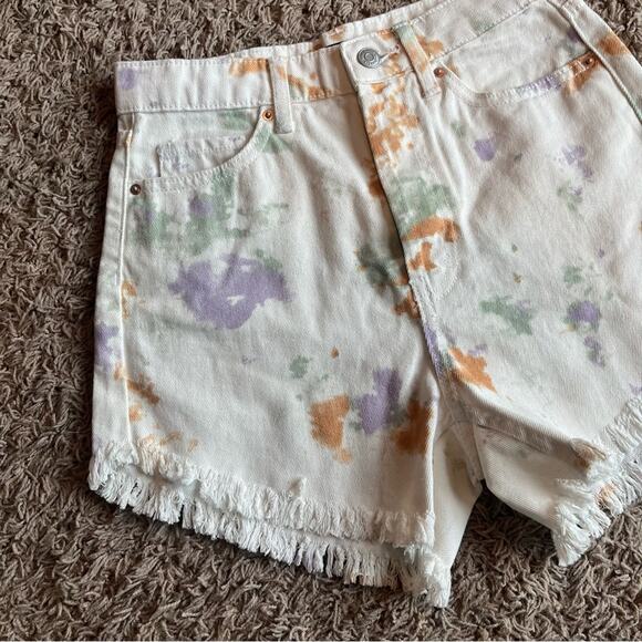 Wild Fable White with Multi ColorSplatter Pattern Highest Rise Jean Shorts Sz 00 - Picture 7 of 10